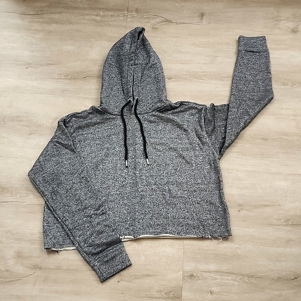 Silver Glitter Cropped Hoodie